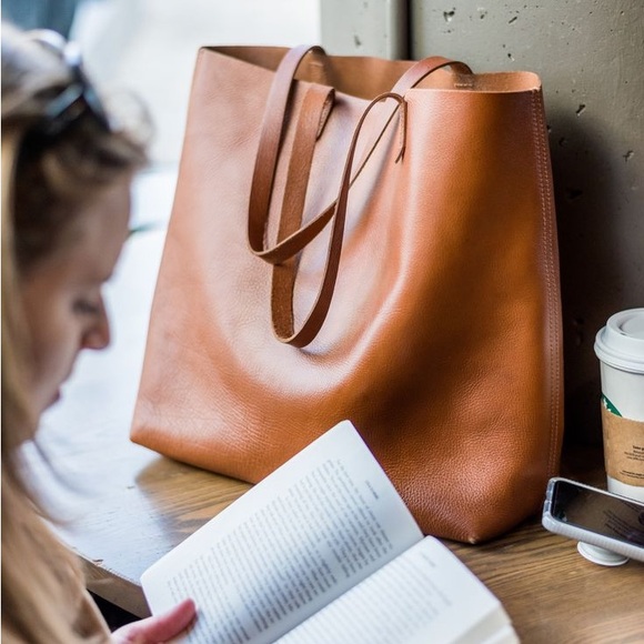 Madewell Transport Tote English Saddle tan leather pebbled bag - Picture 10 of 10